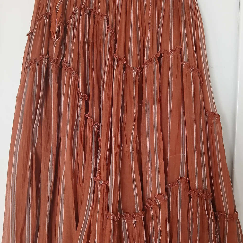 Free People One Asymmetrical Striped Midi Skirt S In Ember - Picture 5 of 5